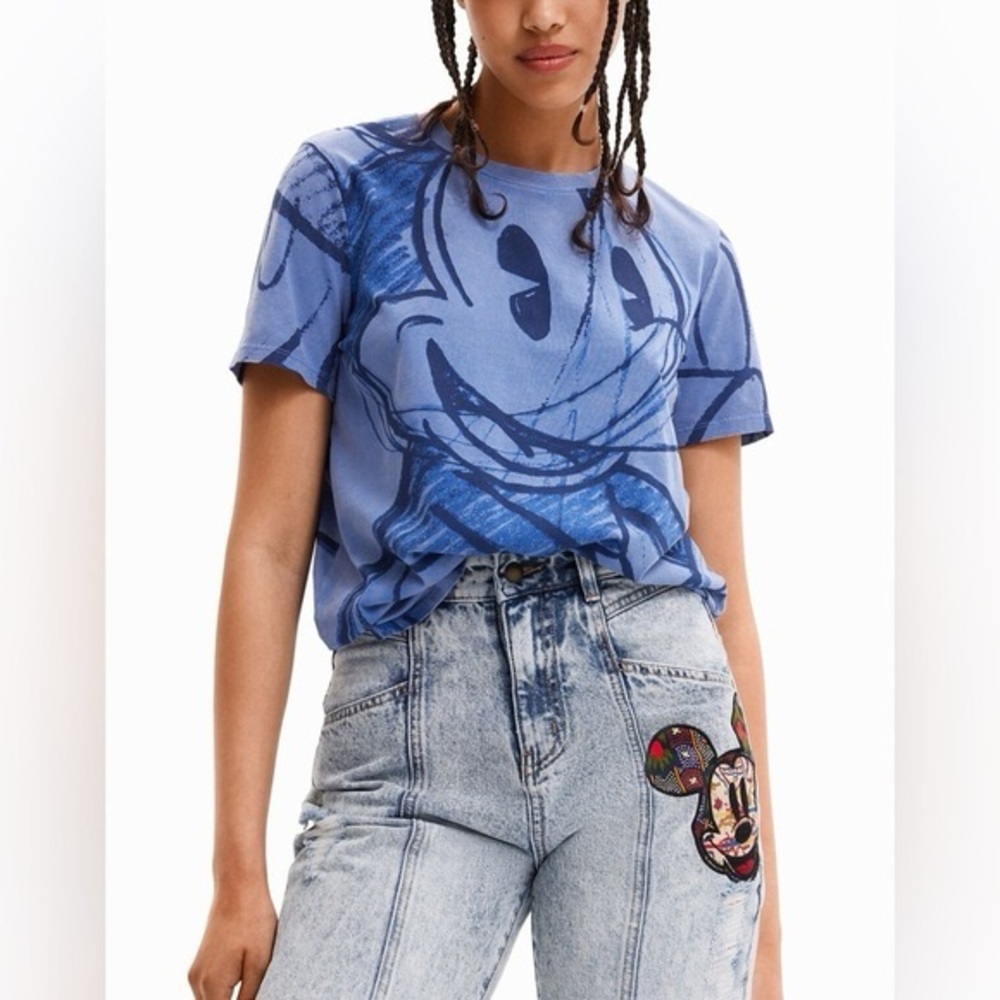 NWT Desigual x Disney Mickey Mouse Graphic TShirt Blue Large